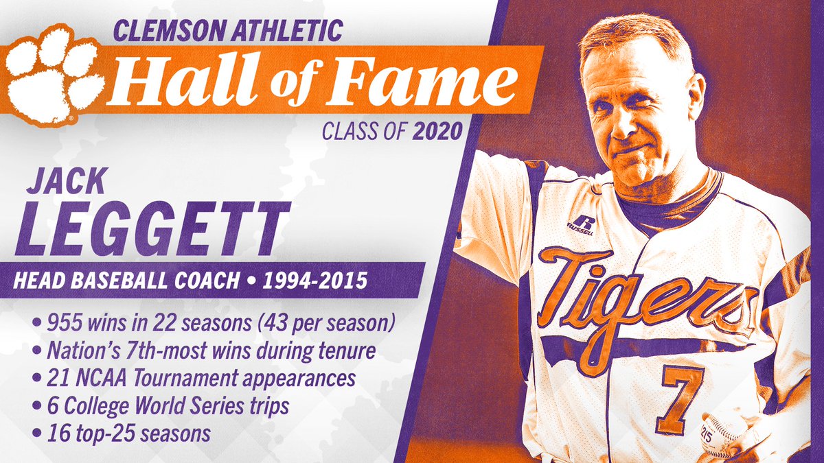 ClemsonBaseball's tweet photo. Welcome to the club, @7jackleggett! 🐾👏7️⃣

The former #Clemson head coach is the newest member of the @ClemsonTigers Hall of Fame!

DETAILS - https://t.co/pKTMqbHd1V https://t.co/9PvKpCzxjP