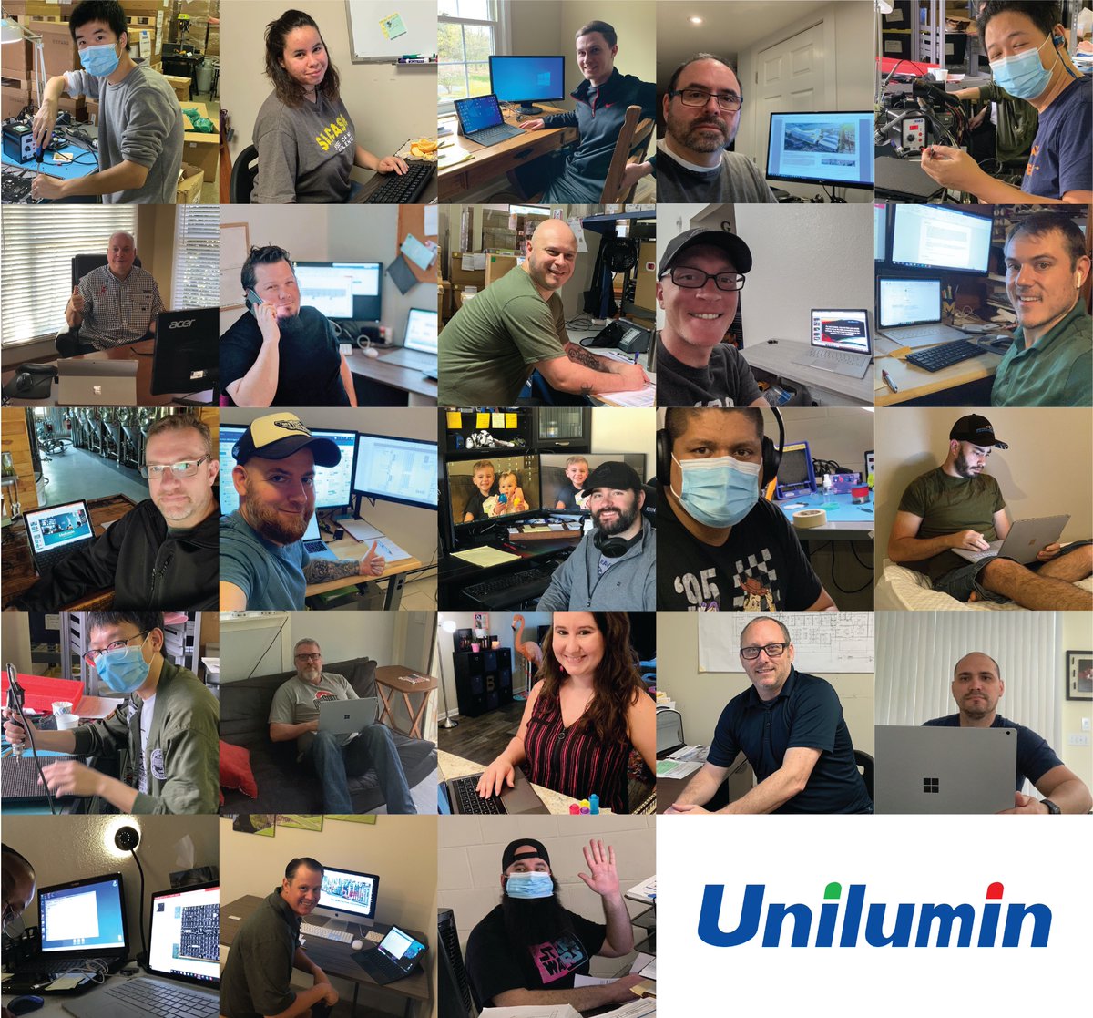 Here are the many faces of our US team. We are all in this together, and will continue to support our customers during this time from our “home offices”… Together for a Brighter Future. #remotelife #LED #team