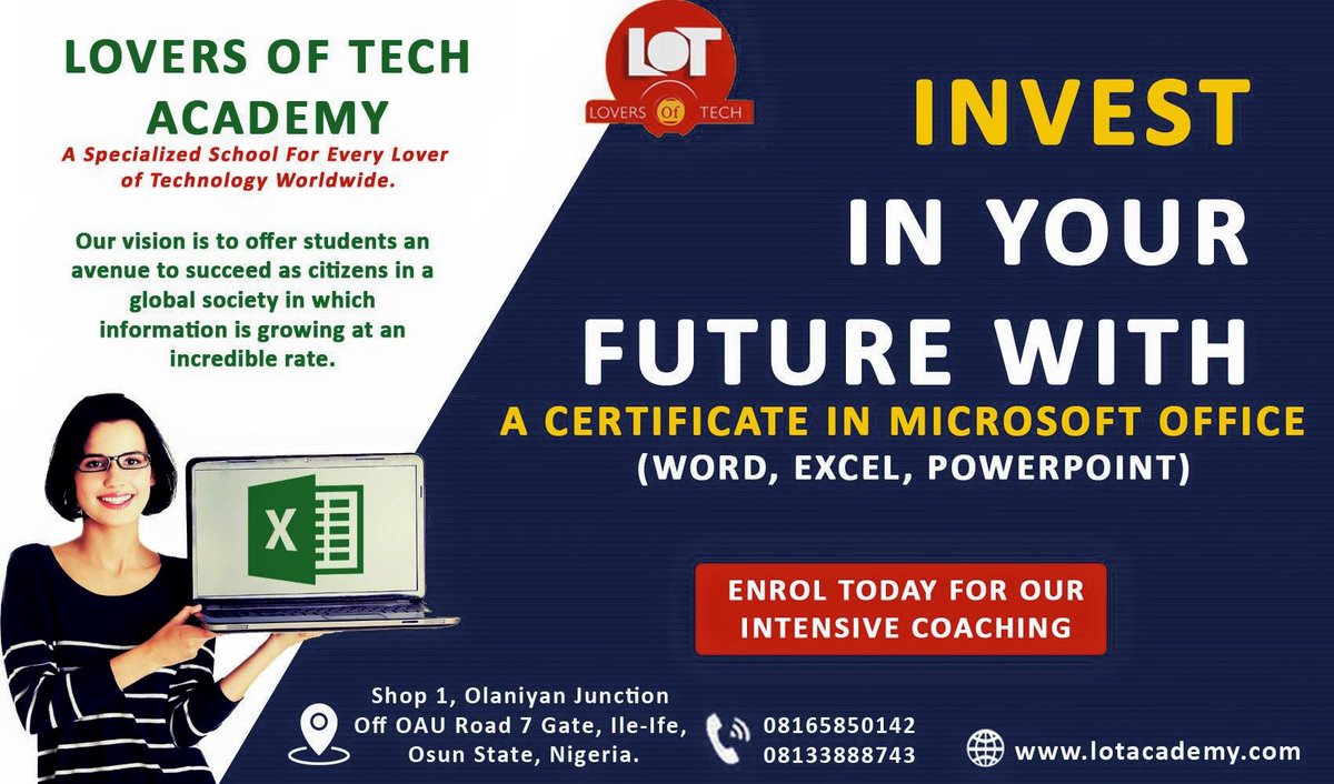 adegbolahantalk's tweet photo. Our online Microsoft Office (Excel, Word, PowerPoint) training is still in progress.  DM for more information.

#lockdown #LOTAcademy #GeeTECH https://t.co/TWG3i5NYEJ
