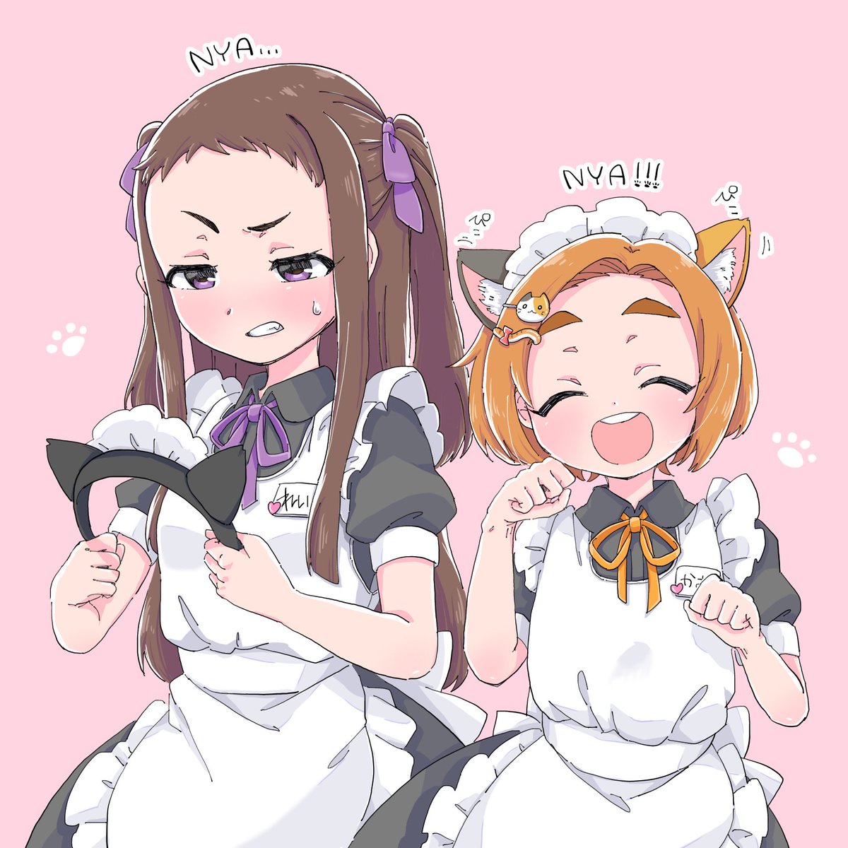 ryuzaki kaoru multiple girls 2girls animal ears cat ears maid maid headdress long hair  illustration images