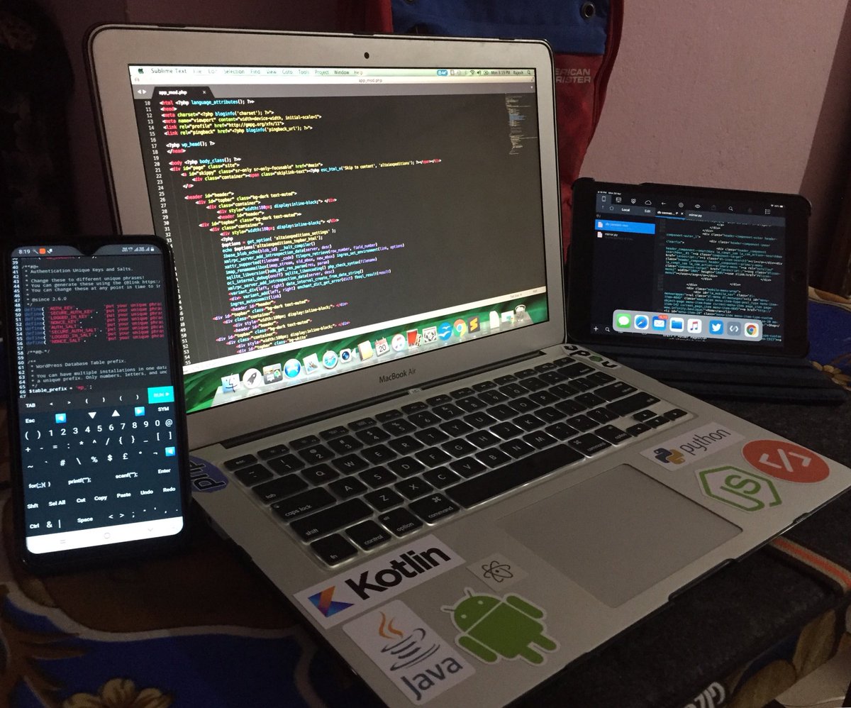 iamrajeshjena's tweet photo. When you got to do wfh with your own mobility setup of #coding, it’s a feel-good factor🤓...
Working on few additional app-web services parts...

#AndroidDev #100DaysOfCode #codinglife #wfhsetup #multipledevice https://t.co/N5onKWXJ2Z