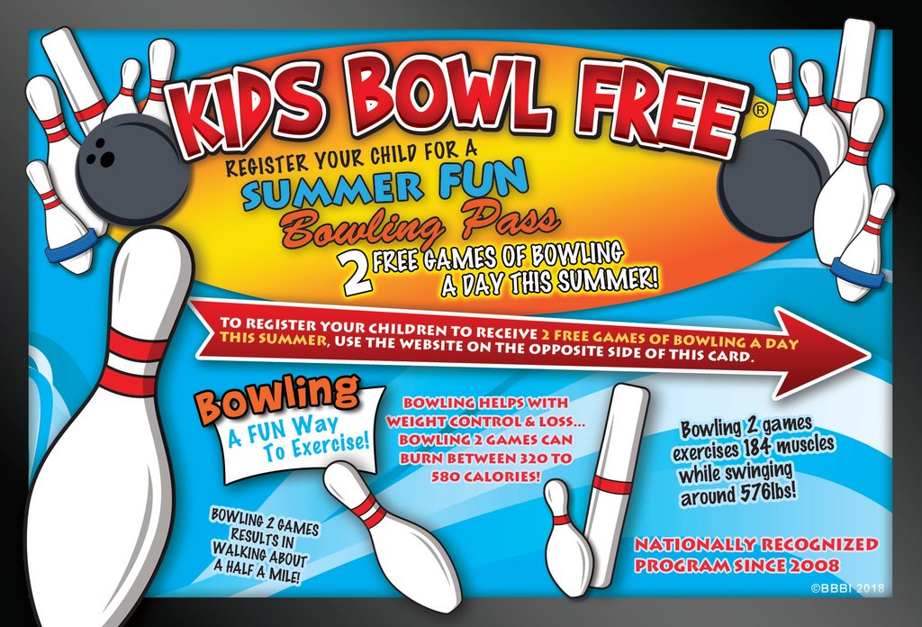 HolidayBowlNJ's tweet photo. KidsBowlFree 2020 registration is OPEN and LIVE for when bowling is back! Don't forget to sign your kids up (age 17 and under) for 2 FREE GAMES EVERYDAY ALL SUMMER!  What are you waiting for? Click the link and sign up now! https://t.co/nV5f1FdgIg  #kidsbowlfree #holidaybowlnj https://t.co/eTqWwwNtRa
