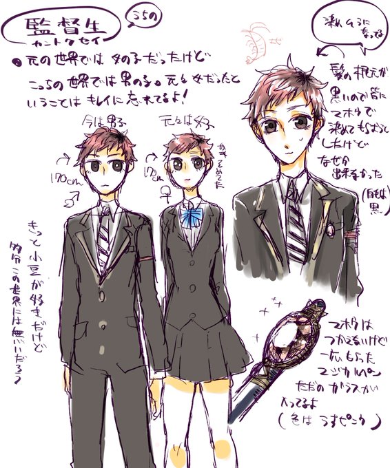 うちの監督生こんな感じっす的なやつです
女の子だったのがワンダーランドに来て男の子に変わってた方式を採用しております 