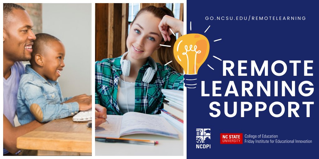 We've partnered with <a href="/ncpublicschools/">NC Public Schools</a> to facilitate a series of webinars to support educators and ed leaders in #RemoteLearning. This week's sessions include addressing #DigitalLiteracy and educators' #SEL needs. Register: go.ncsu.edu/remotelearning