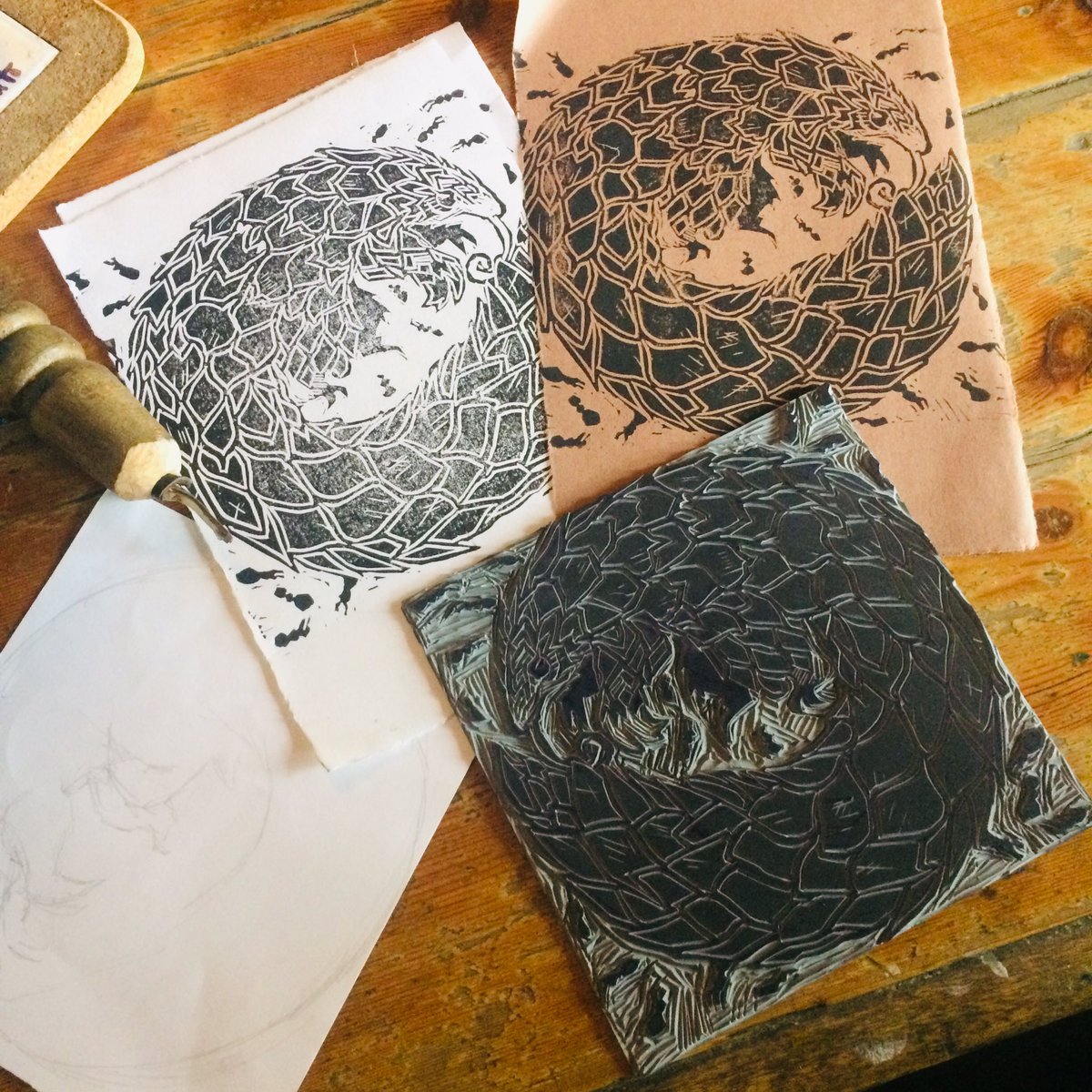 JosephWitchall's tweet photo. Home schooling Lino cut printing seems to have been a success...#homeschooling #printmaking #linocutprint #lockdown  #illustration #illustrator #illustrationartists #illustrations #childrensbookillustration #childrensbookillustrations
#sketchbook #childrenbooks #picturebook https://t.co/A2UvtMPej3