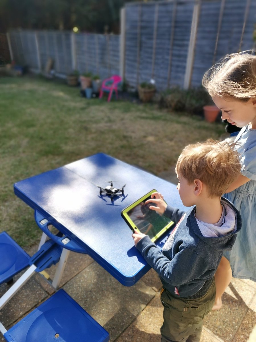 kevstv's tweet photo. @scottsprimary Daisy (5L) and Jenson (Chestnut) learning programming using a @RyzeRobotics Tello drone and the Tello EDUapp https://t.co/XnZaNsheVS