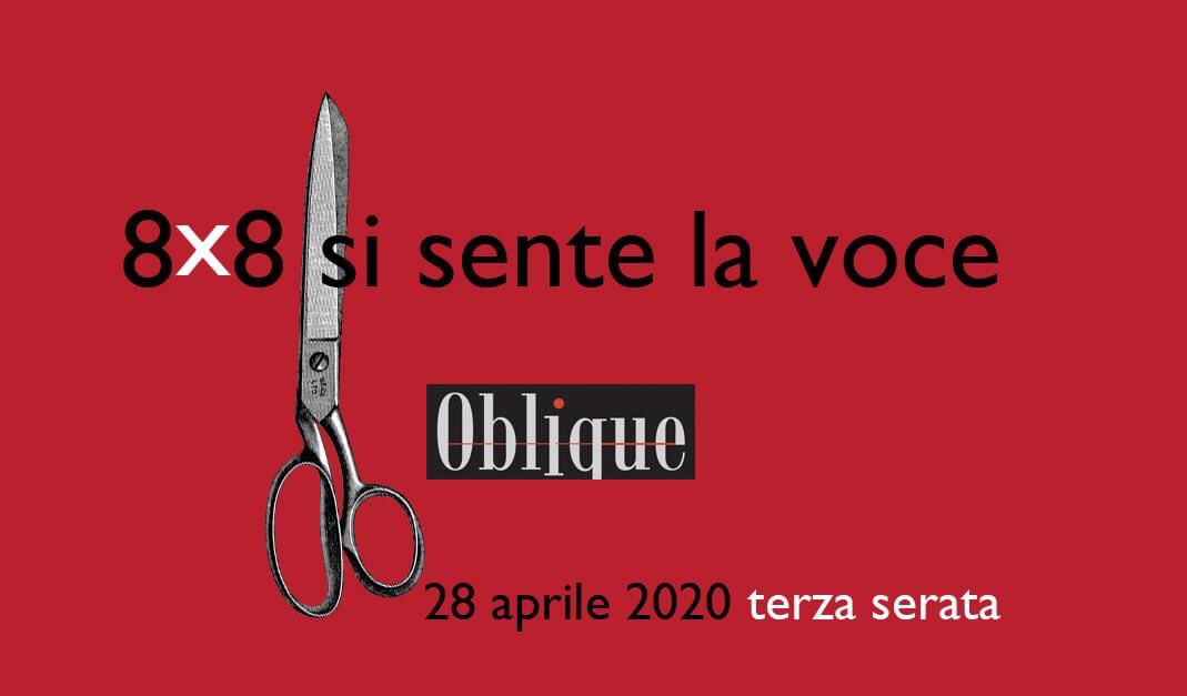 3a di 8x8:

Agostino Arciuolo Il Malorto
Cecilia Biancalana Palaggiu
Gianluigi Bodi Gli inquilini del piano di sotto
Alessandra Capio Pissing in a river
Marco Morana, Rancorego
Paola Moretti Kate Bush
Rachele Salvini Il bimbo alligatore
Gregorio Scorsetti Se i cani parlassero
