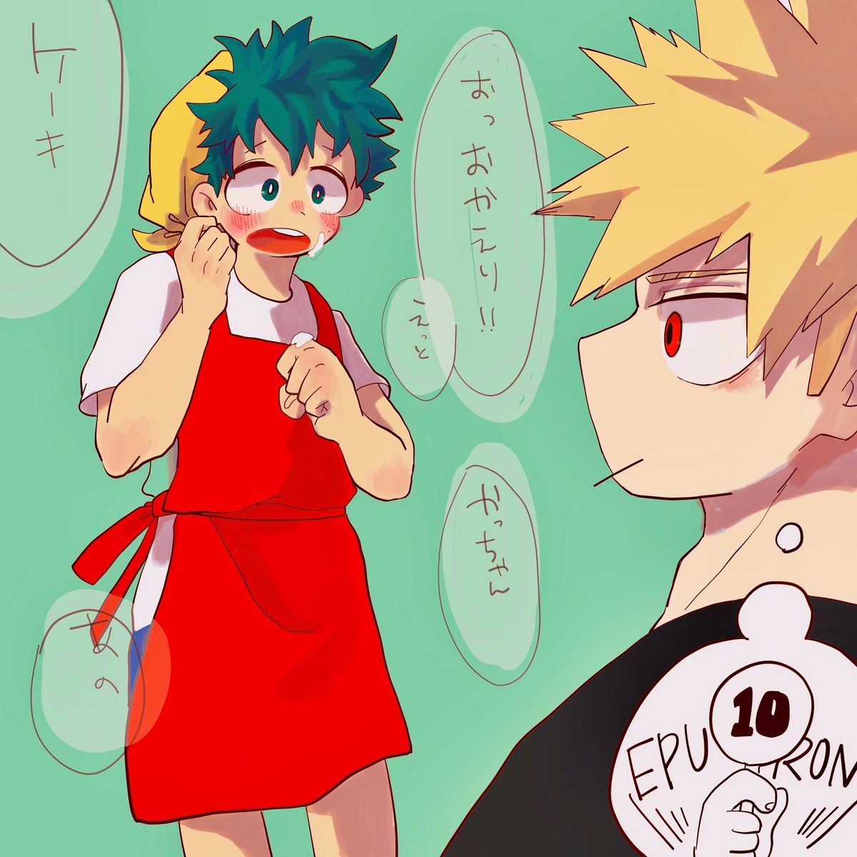 手づくりケーキをなんだかんだ言って食べてくれるかっちゃん
 #爆豪勝己爆誕祭2020 