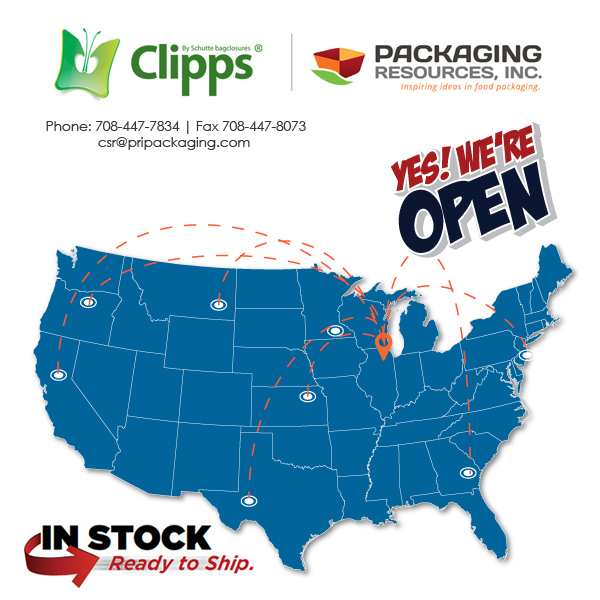 pripackaging's tweet image. Clipps Bag Closures in Stock and Ready to Ship! We are shipping coast to coast with a nationwide reach. We have a fully stocked warehouse. Call us at 708-447-7834 or email at csr@pripackaging.com.  bit.ly/2K25dF5
#pripackaging #clippsbagclosures #weareopen