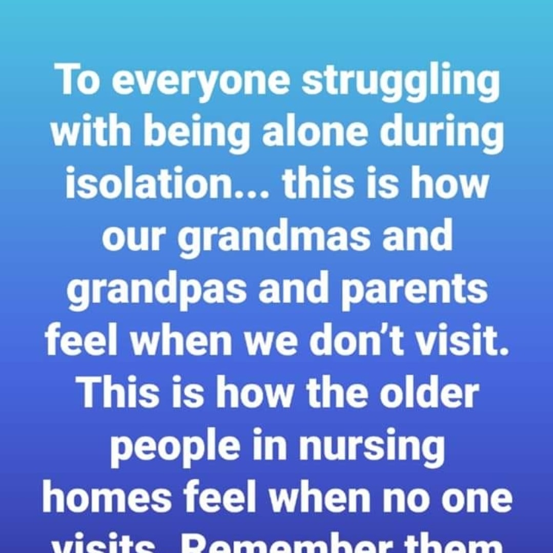 Please check in on senior family, friends, and neighbors with a phone call! No risk of contamination - they would love to hear from you ❤
