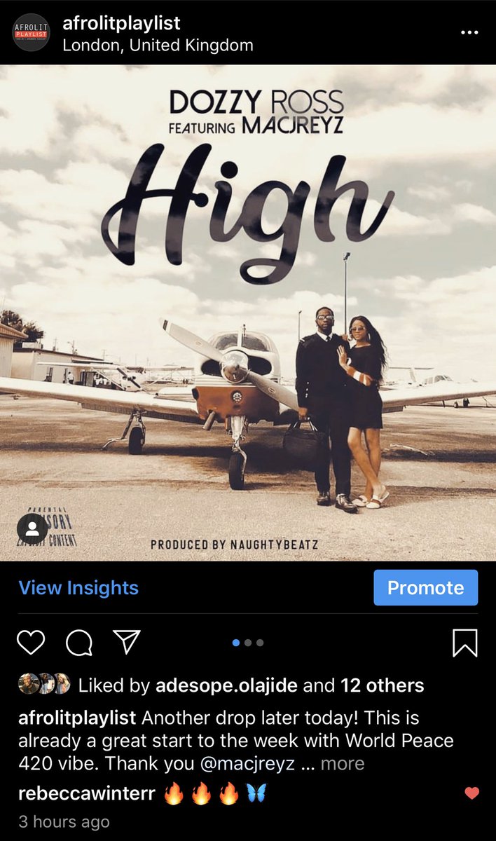 On Instagram, this dropped today <a href="/afrolitplaylist/">AFROLIT</a> so y’all should go check it out <a href="/macjreyz/">TKO</a> <a href="/DozzyRoss/">Dozzy Ross</a> “High” #420day 💨💨