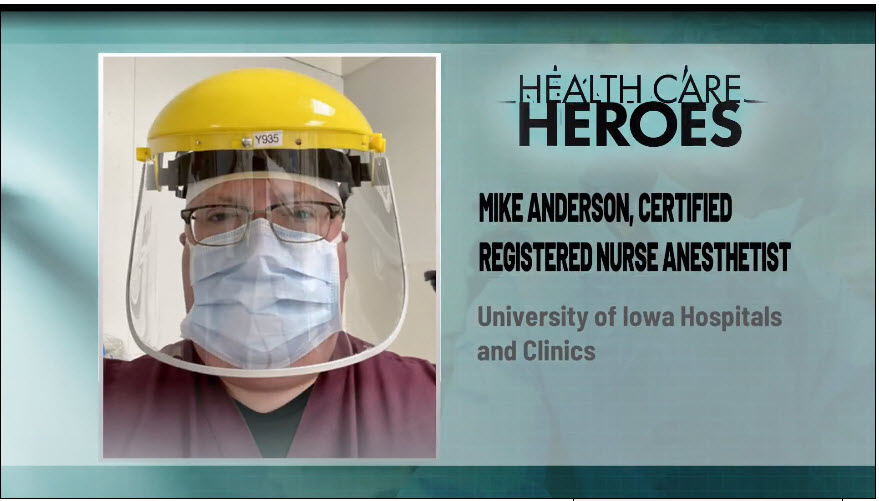 aanacrna's tweet photo. As part of its efforts to honor healthcare workers during #COVID19, @WHOhd recognized Mike Anderson, DNP, CRNA, who serves on the AANA Board of Directors as Director—Region 4. Thank you for your hard work and sacrifice. Watch https://t.co/PMNn4BxVfu. https://t.co/lFAKeFJHbI