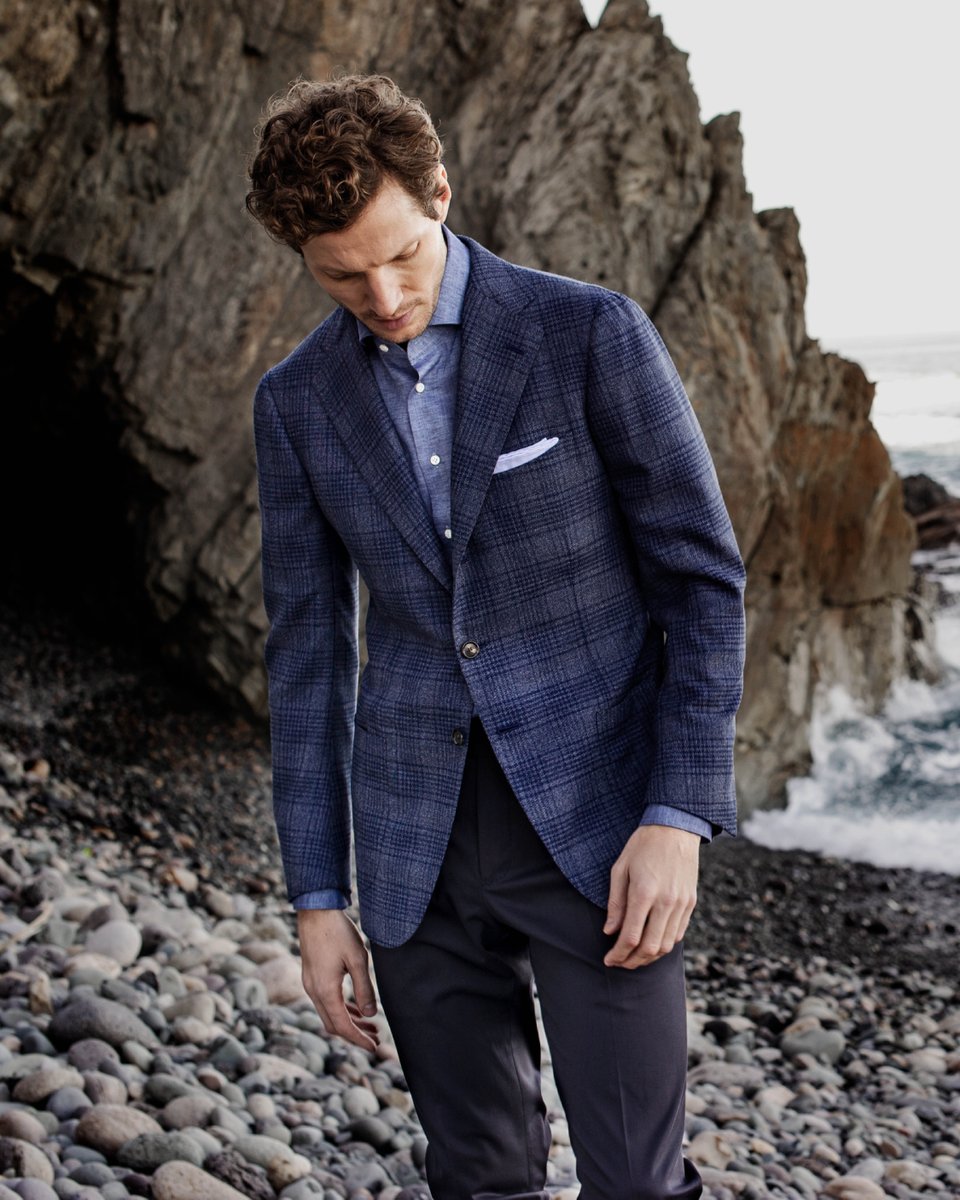 Tone of the day: Napoli Blue. This check-print jacket is handmade from silk and cashmere by Cesare Attolini. To bring you one step closer to your dream destination in style. Available in store and online at bddy.me/2VC47oE