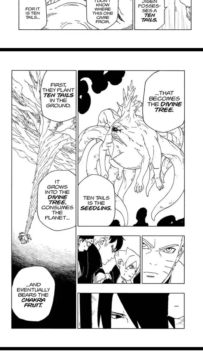Mitsuki Father Twitterren Borutoch45 It Turns Out There Are Different Species Of The Ten Tails So The One Jigens Has Different Than One Obito Used Against The Shinobi Alliance So My Question