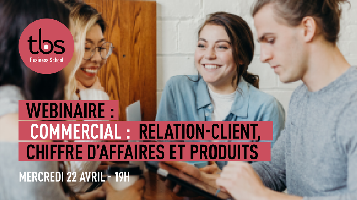 tbs_education's tweet photo. #TBSeducation vous invite à participer gratuitement à son webinaire sur la relation commerciale en temps de crise ! 😉
👨💻 Commercial : entretenir la relation, préserver du chiffre d’affaires, décliner des produits.
📆 Mercredi 22 avril, 19h
🖱 https://t.co/XEfHufAn1F https://t.co/kHcFDbSjFh