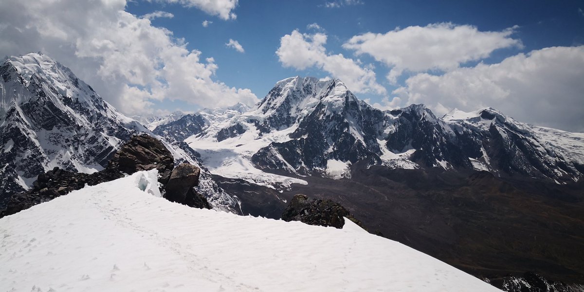cooper_kerry's tweet photo. #virtualPeru Day 9, so another cold & long night, this would be a day of being out & walking by 05:30, we were off to climb #Jampa, stunning scenery in every direction from 5510m. Even better was we were on the summit by 10:30 so we had a packed lunch & hot soup when we got back! https://t.co/SXO2udNkhA