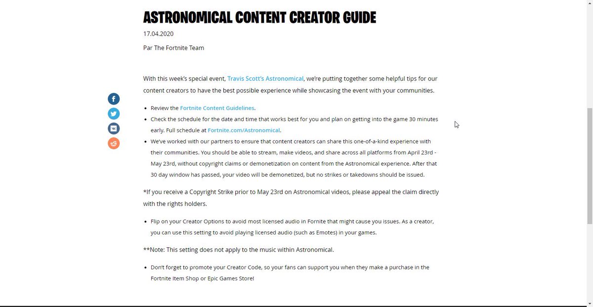 Informacion Fortnite On Twitter El Evento Sera El 23 De Abril Y Se Podra Compartir El Concierto En Nuestros Canales Sin Reclamaciones De Copyright Hasta El 23 De Mayo Esto Es Pantallazo
