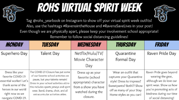 It's Virtual Spirit Week at Royal Oak High School - join us in the fun! #rohs #VirtualSpiritWeek