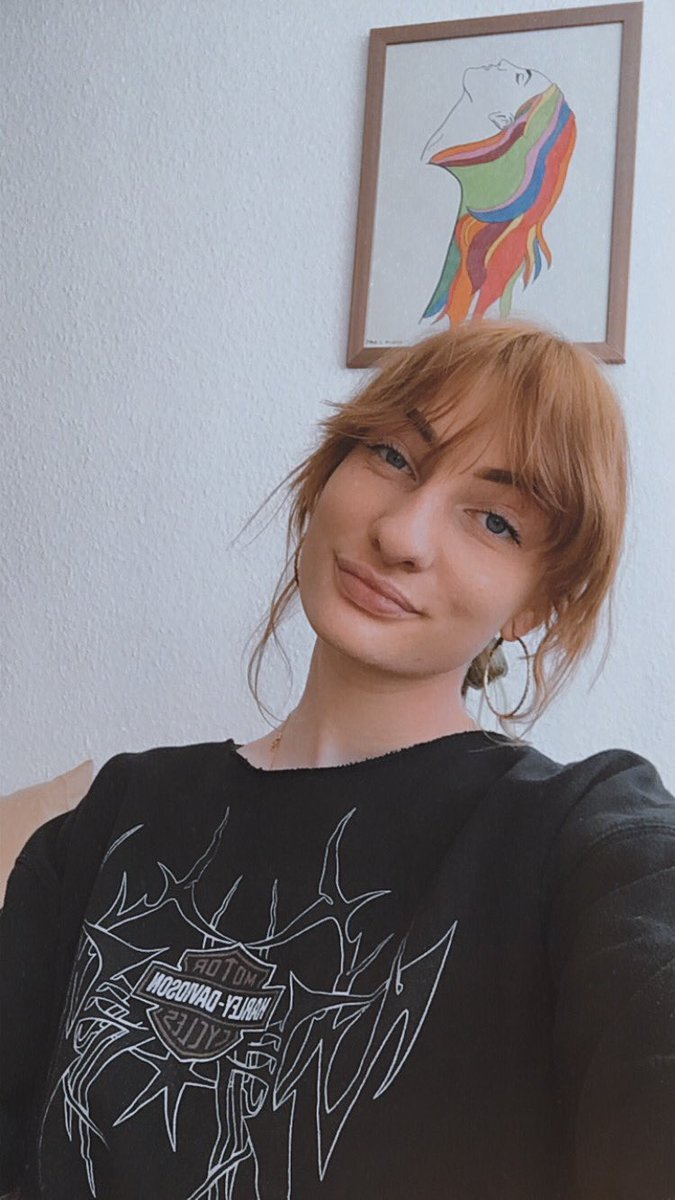 falling4julia's tweet photo. Chilling with my drawing of @juliamichaels , wearing a Harley shirt and listening to Inner Monologue makes me miss her even more. I’m not ok,,,,, wbu? https://t.co/2MTdKx8uHv