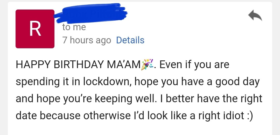 It is my birthday today and the first thing I saw when I opened my work email this morning was a birthday email from a year 11 😭 I miss my students! #birthday #birthdaywishes #year11 #mfl #teacher