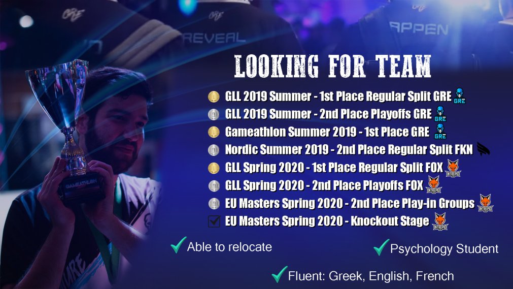 CoachReveal's tweet photo. After my wonderful split with @intrepidfoxgg  im now F/A. Looking for a team as head/assistant coach for 2020 summer split. Dm's are open, happy to answer any query you may have. Likes and retweets are highly appreciated as always.  References and CV are available upon request. https://t.co/ZptJXmvcTU