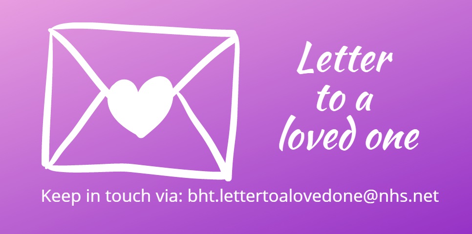 BucksHealthcare's tweet photo. Want your family member or friend currently in our care to know you’re thinking of them while they’re in hospital?
Stay in touch by sending them an email to bht.lettertoalovedone@nhs.net - we’ll make sure they get your message.
💻 https://t.co/ChOkIwVgzn
#BHTLetterToALovedOne https://t.co/1I3fSd8G3U