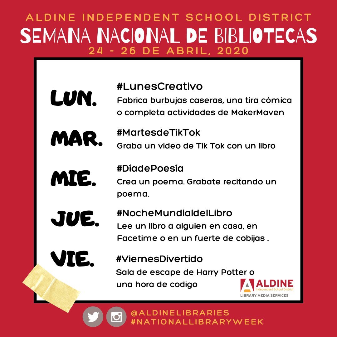 GranthamLMC's tweet image. Let’s have some fun to celebrate National Library Week!!!#NationalLibraryWeek #AISDNationalLibraryWeek #aldineathome @Grantham_AISD @aldinelibraries