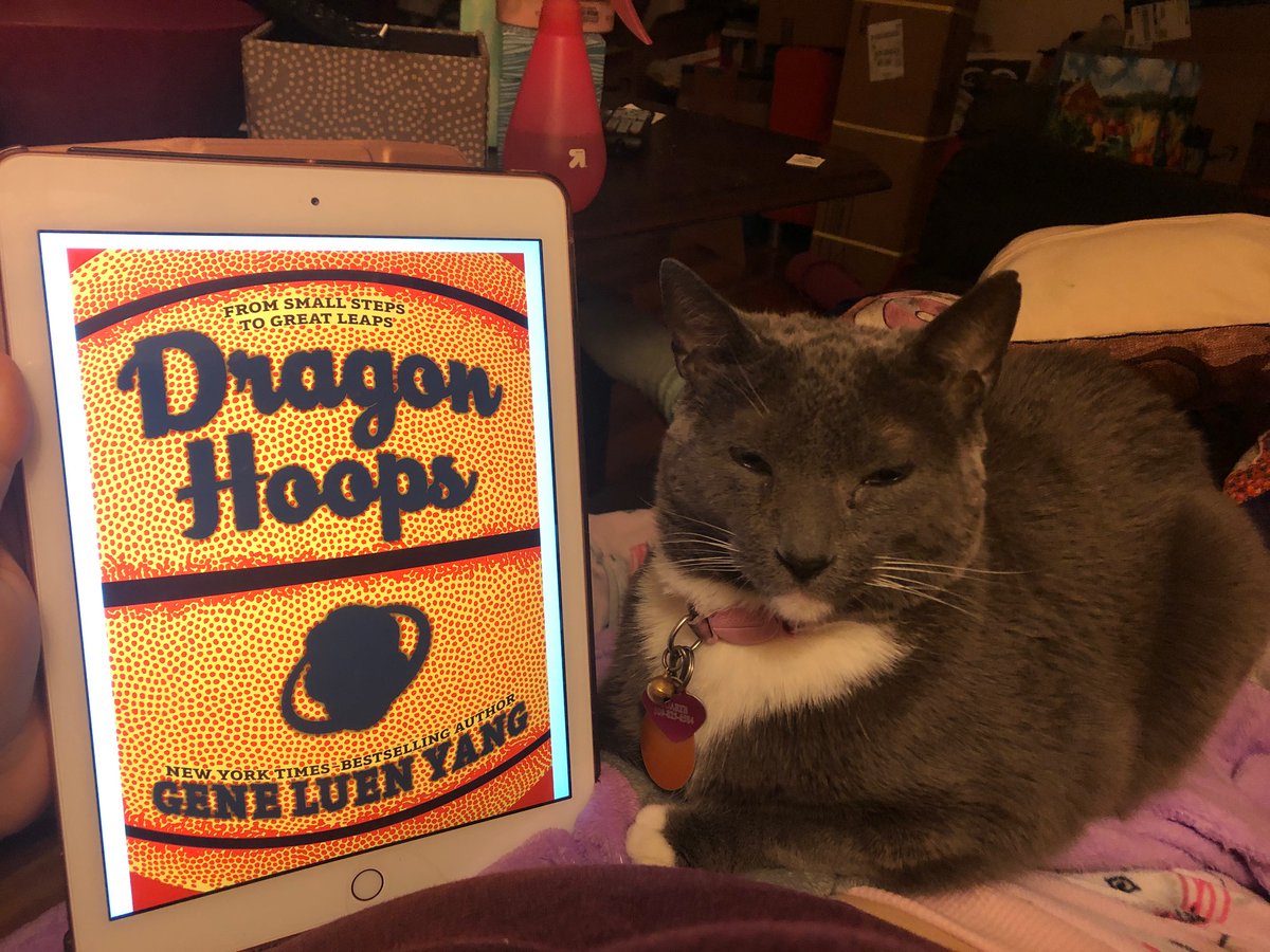 AndoverLibrary's tweet image. Happy National Library Week! Teen librarian Renata and her curious cat are reading Dragon Hoops by Gene Luen Yang, a new graphic novel about the highs and lows of high school basketball, now available on Overdrive.
#NationalLibraryWeek2020 
#LibraryFromHome