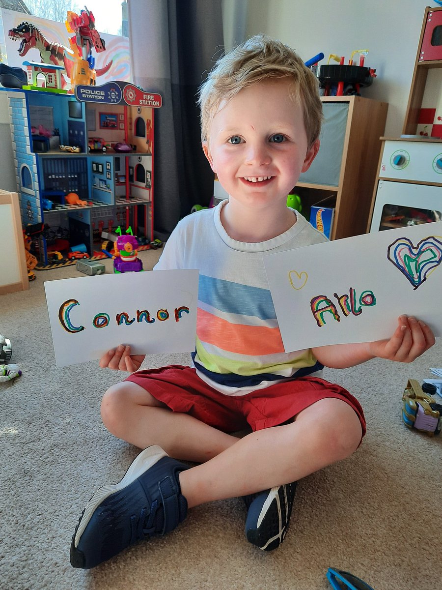 LauraLKD2008's tweet photo. @StBridesNursery Connor loved seeing Mrs Tierney's video today. He had lots of fun outside over the Easter holidays with big brother Matthew and our puppy Arlo xx https://t.co/3YPMCgGgoO