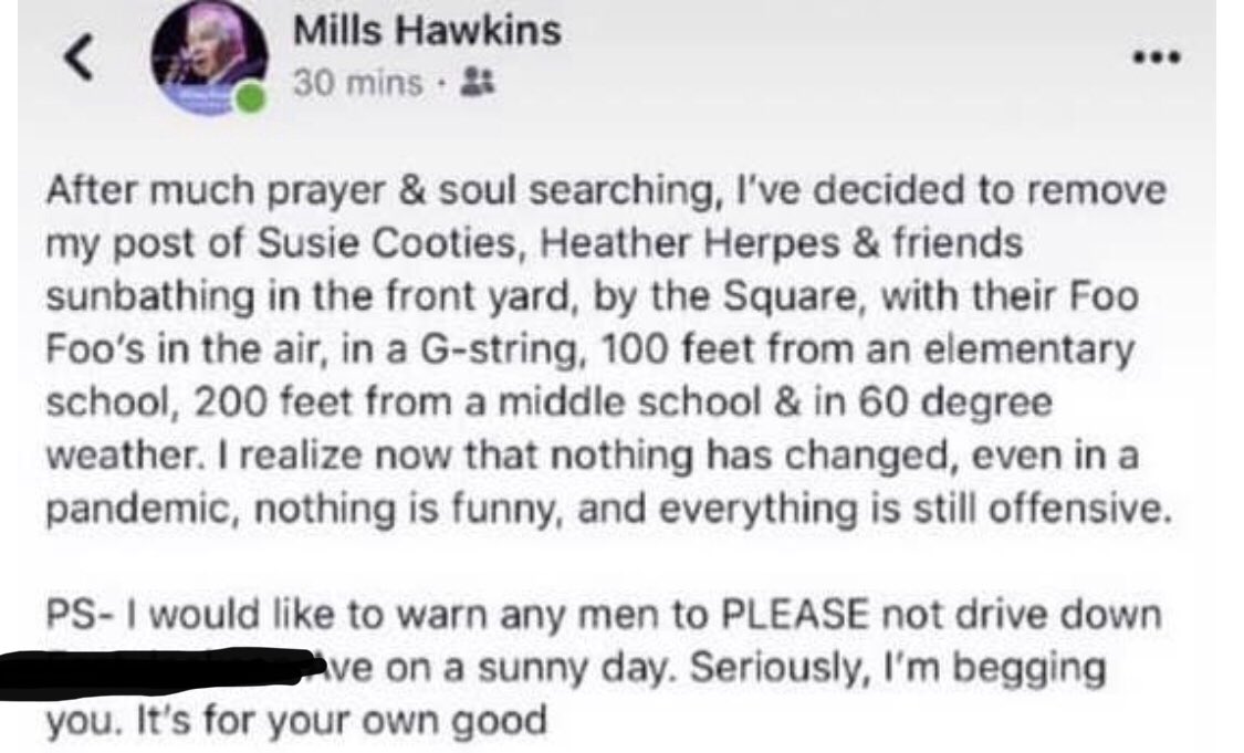 Ashton Pittman on Twitter "The man, Mills Hawkins, later made a fake "apology" after deleting