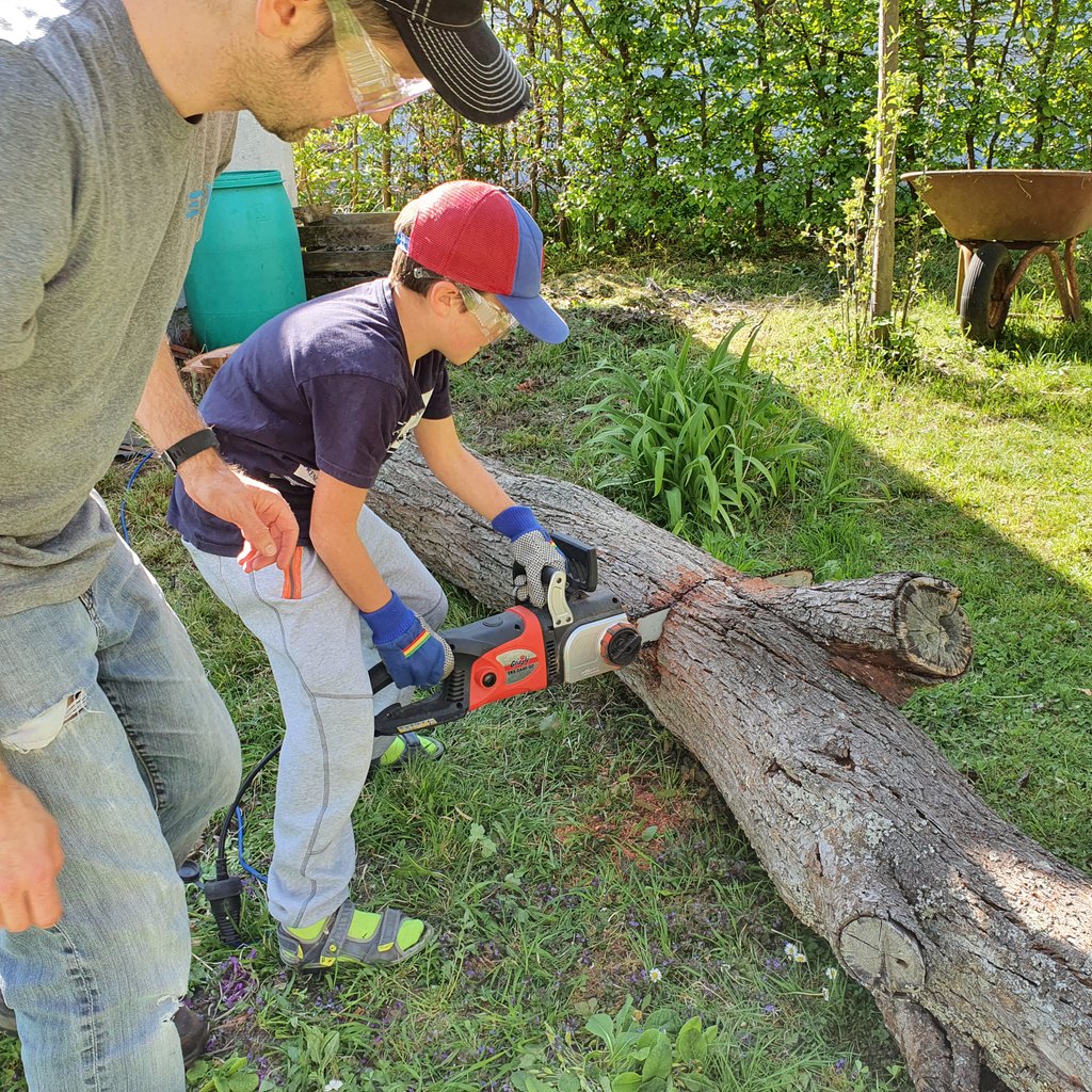 A_STRO_kids's tweet photo. What my son learns today: using the chain saw... yeah
#StayAtHomeSaveLives #homeschooling #kids #capablekids #independentkids #gardening #playoutside #staygrounded #workhard #YesICAN @LetGrowOrg @FreeRangeKids #playoutsideeveryday https://t.co/n45Txb1gbw