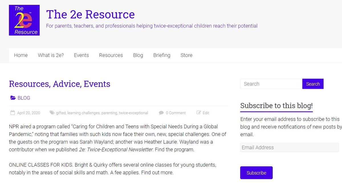 NEW BLOG ITEMS: Advice on staying and learning at home; events; resources. And a pointer to "You and Your Kids Can’s Stand Each Other. Now What?” #2ekids 2eresource.com/2020/04/20/res…