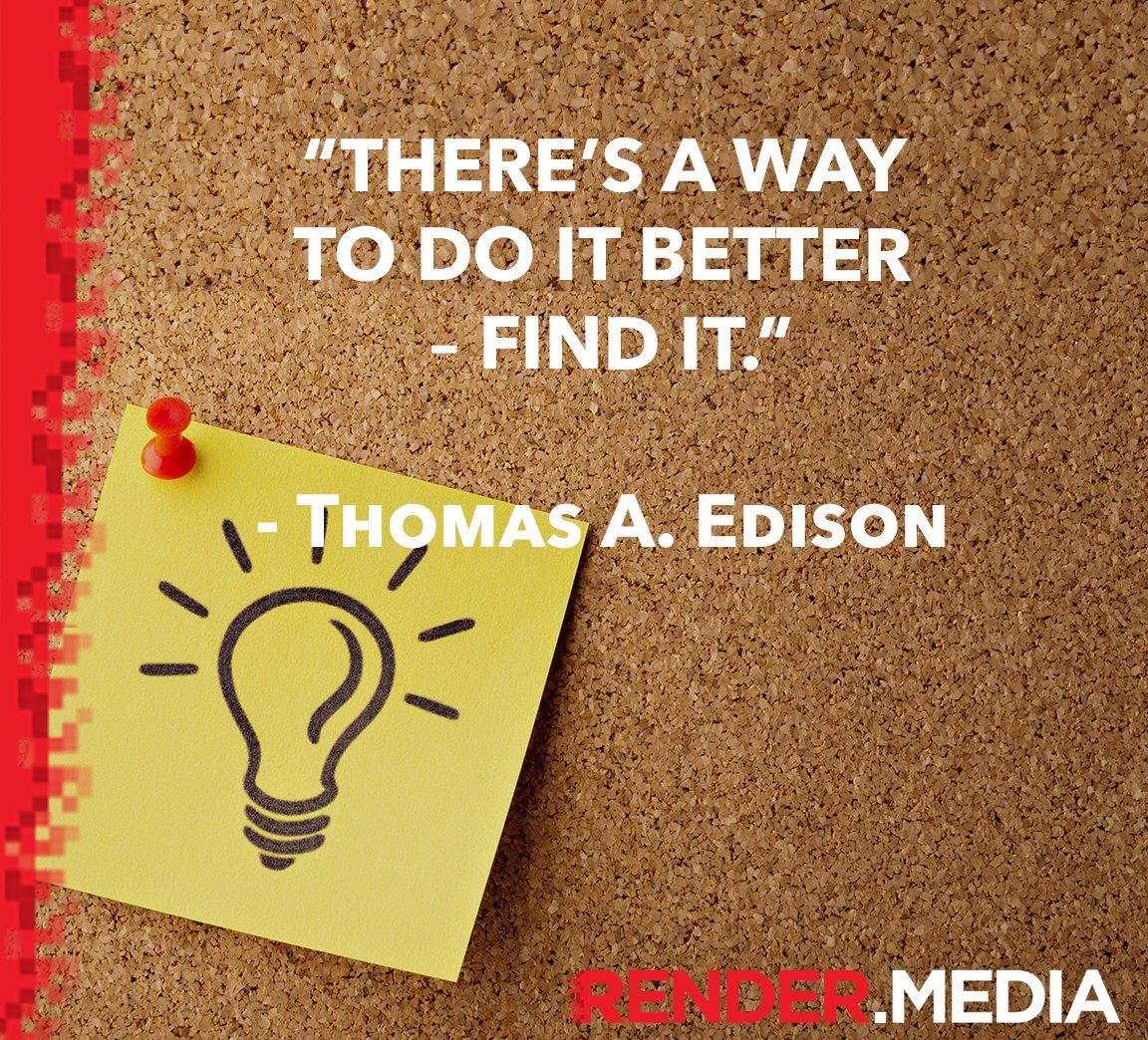 rendermediainc's tweet photo. There’s a way to do it better – find it.” –Thomas A. Edison
#video #videoproduction #corporatevideo #knowyouraudience #againstthegrain #rendercanada #rendermedia https://t.co/levf4oyA97