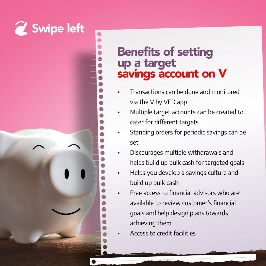 vbizng's tweet photo. Save towards a targeted goal on V and earn upto 8% interest rate on every Naira saved.
#onlyonV #savewithv #downloadvbyvfd #vbyvfd #targetsavings #staysafe https://t.co/xHG9KVuQLV