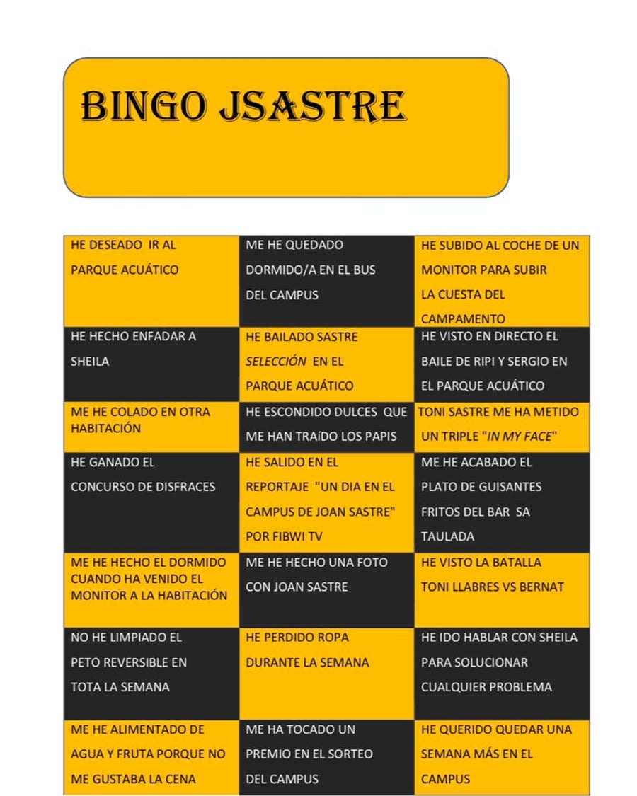 ¿Queréis participar en el bingo del campus? Muy fácil, coge la imagen, rellena lo que te ha ocurrido y etiquétanos. Vamos campers