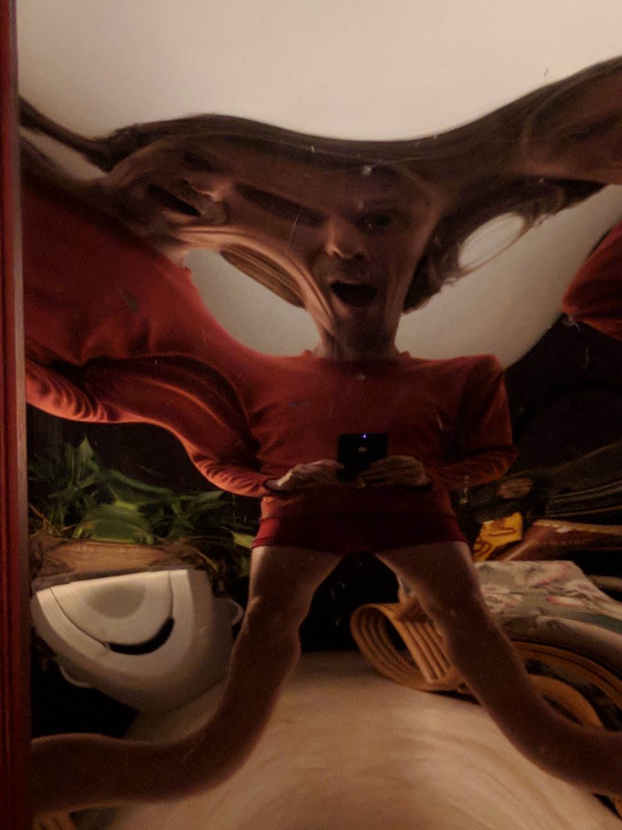 TheAntiqueNomad's tweet photo. Fun house mirror, or just a bad Monday?? My self-portrait in this vintage mirror salvaged from the defunct Ringling Bros. traveling circus says it all (mirror in second pic). .
#funhouse #funhousemirror #funhousemirrors #psychedelicart #vintagefunhouse #vintagemirrorselfie https://t.co/XcwFEQjDPR
