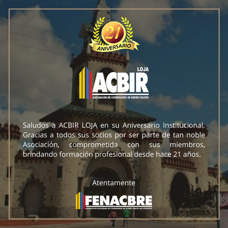 fenacbre's tweet photo. Nos complace saludar y expresar nuestras más cálidas palabras de felicitaciones por el aniversario @acbirloja 
Son una organización que se ha destacado por su colaboración y arduo trabajo por sus socios.
¡Felicitaciones por su 21 Aniversario Institucional

#YoSoyAcbir
#FENACBRE https://t.co/cHBbY0WVXE
