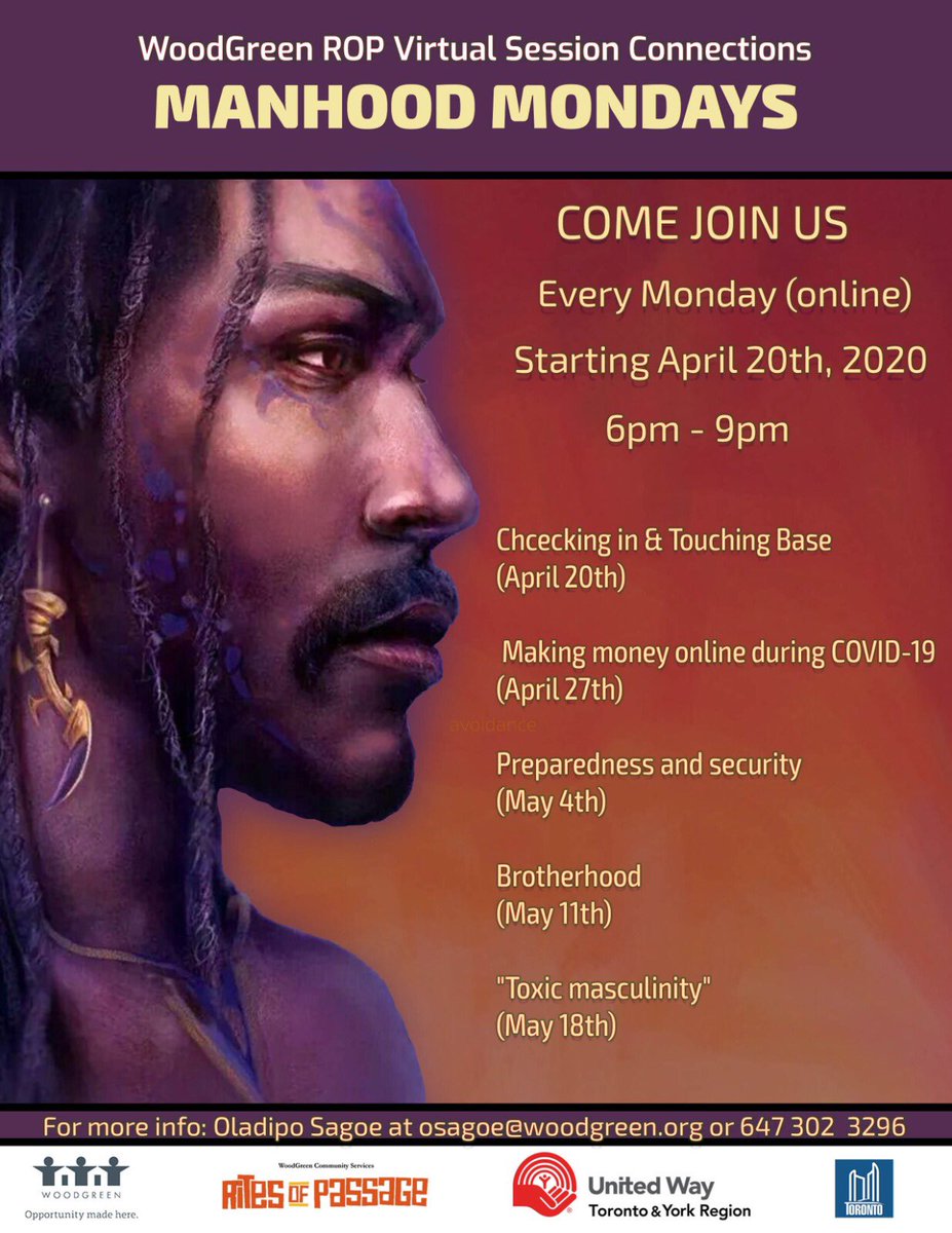 WoodGreenROP's tweet photo. Come Join Us TODAY For Our Virtual Manhood Monday’s Session From 6-9pm On Instagram Live https://t.co/BPq9DpN8PH
