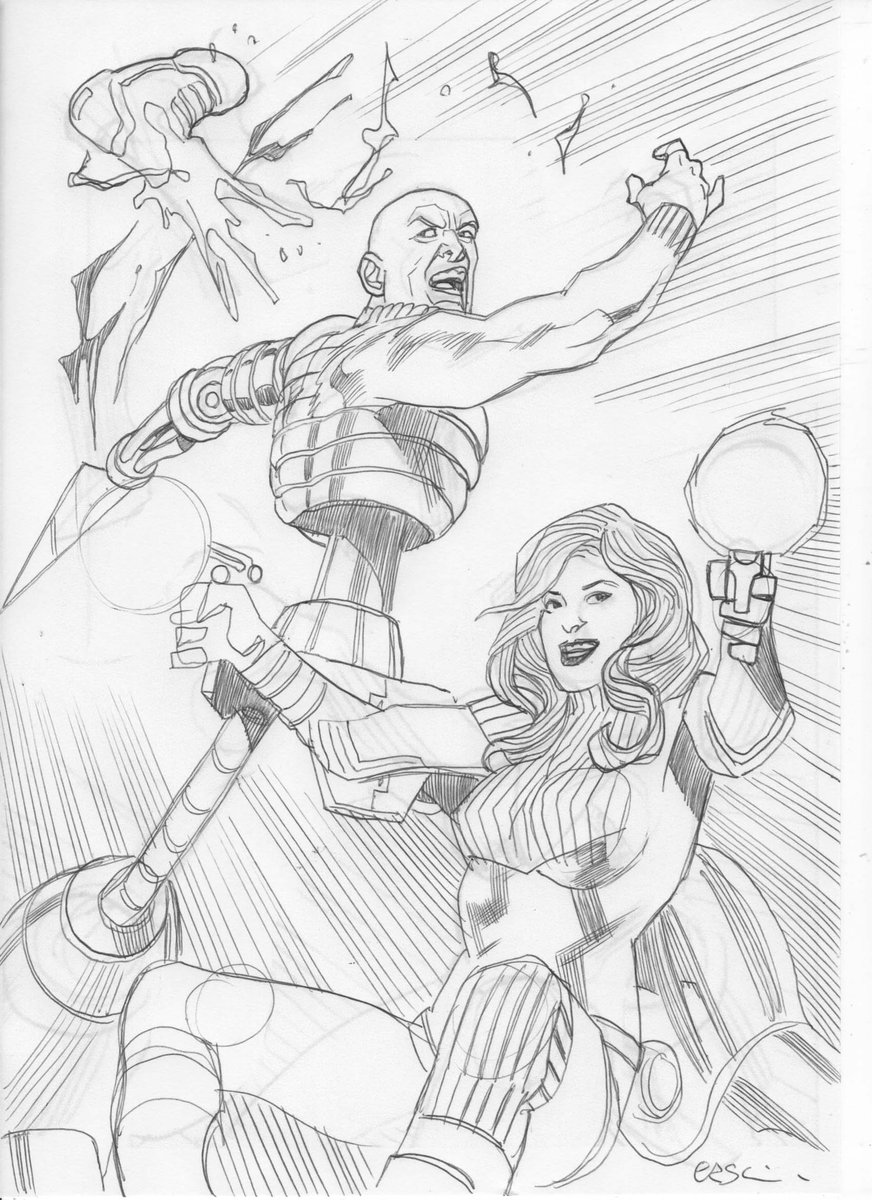 garyerskine's tweet photo. Axel Pressbutton and Laser eraser LAYOUTS. Some major tweaking needed with arms and legs but mostly pleased with at least one of these. #comicart #comicartist #comicbookart #comicbookartist #makecomics #warrior #axelpressbutton #lasereraser #alanmoore #stevemoore https://t.co/BwTFkNsgwE