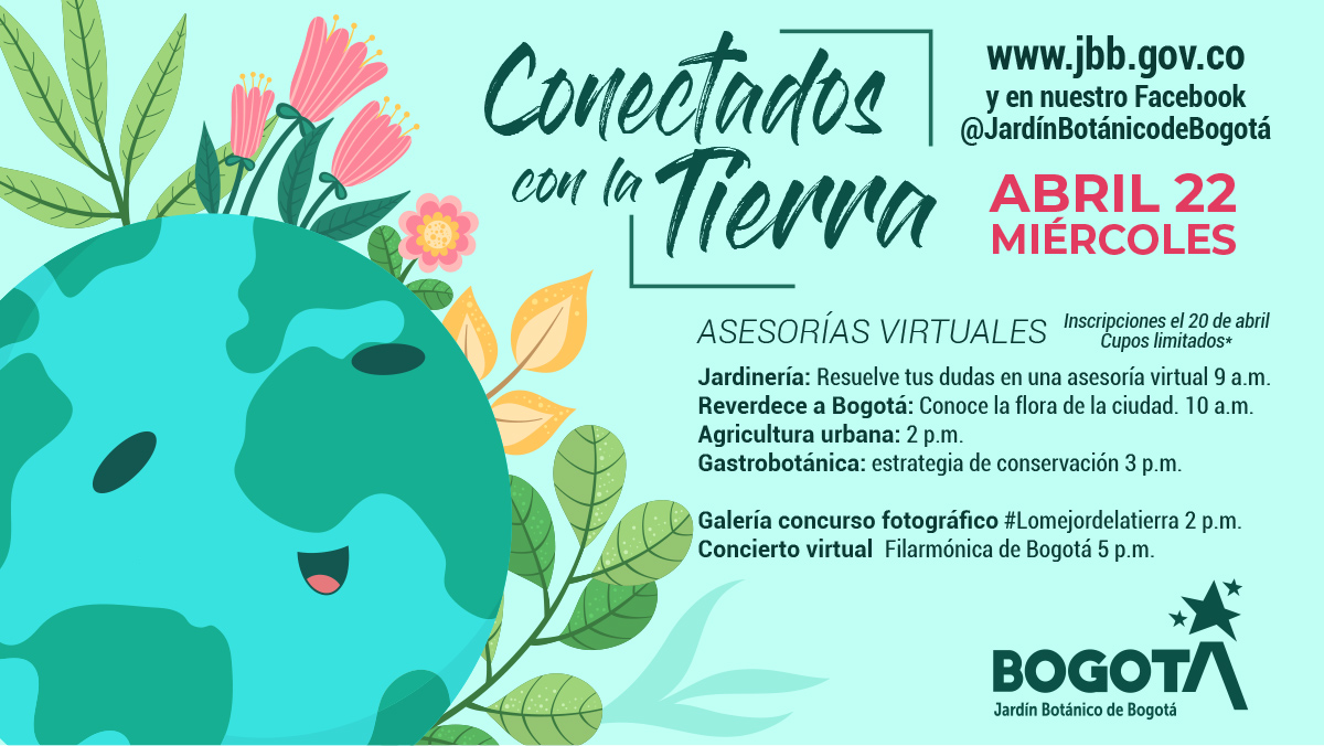 Tenemos todo listo para el #DíaDeLaTierra. Mientras #BogotáSeQuedaEncasa aprovecha nuestra oferta virtual para todos los gustos. Así rendiremos homenaje a nuestro planeta.