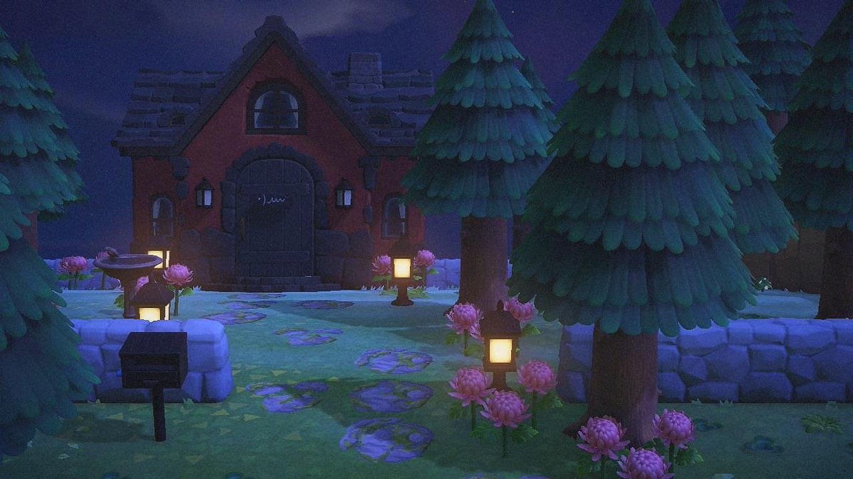 68. Votre maison ambiance manoir (Source :  https://www.reddit.com/r/AnimalCrossing/comments/g4iiw8/loving_how_my_island_is_turning_out_heres_my_house/)