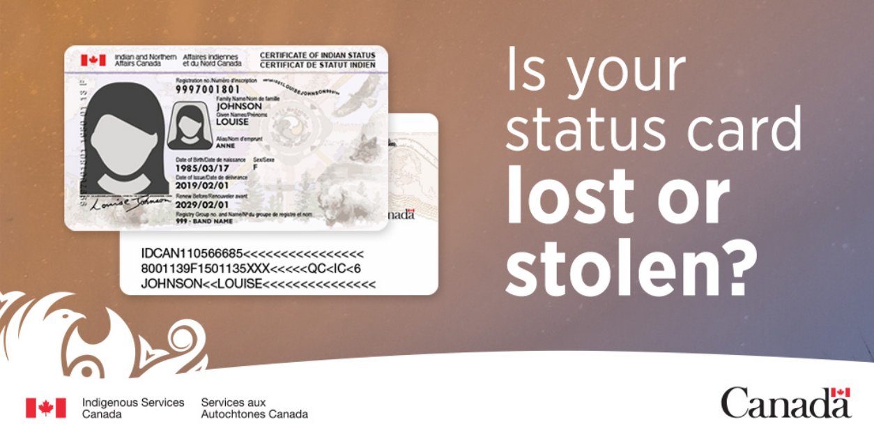 GCIndigenous على X: &ldquo;Is your #statuscard lost or stolen? Due to 