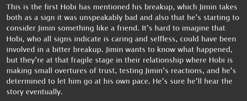 jihope, e, 42.3k || au, jimin and hoseok become roommates || don't wanna give too much away but PLEASE read it, it's SO cool and surprising and twisty and manages this really elegant metaphor for the process of learning physical intimacy that i love  https://archiveofourown.org/works/18465487 