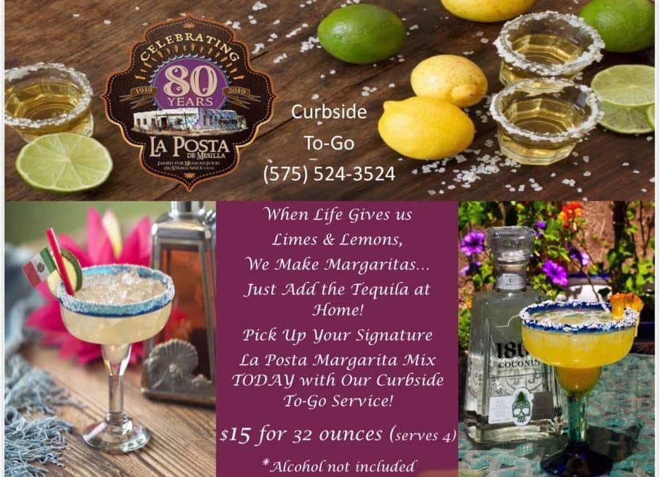 Make today Margarita Monday! Pick up one of our Handcrafted Mixes through our Curbside Carryout service! Just add your own tequila and enjoy!

#supportlocal #lapostademesilla #margaritamonday #margarita #whoneedsadrink #experienceMesilla