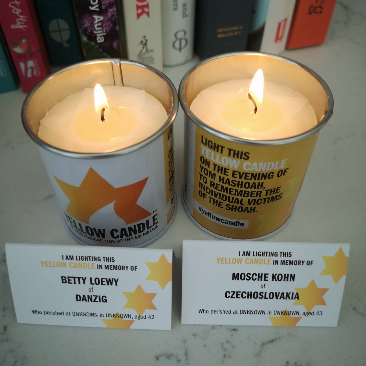 #Remembering all those who perished at the hands of the Nazis, including Betty, Mosche and most of the family of my own four grandparents Lottie, Ignats, Chaim &amp; Esther. #neveragain #yellowcandle #yomhashoah <a href="/YellowCandleUK/">Yellow Candle</a>