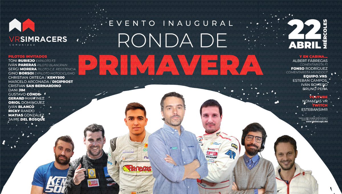 .<a href="/vrsimracer/">vr simracer</a> presenta la gran fiesta del SIM Racing este miércoles desde Nürburgring. ¡Entérate de todo y síguelo en #directo, aquí: bit.ly/2XMnheq! vía <a href="/europa_fm/">Europa FM</a>