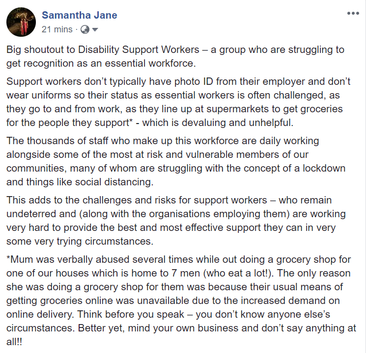 sam_does_sci's tweet image. Don't forget about disability support workers! #EssentialWorkers #COVID19