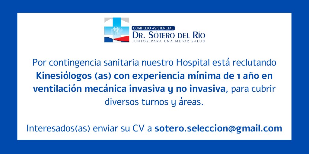 SoterodelRio's tweet photo. ℹ️ #Atención: Estamos requiriendo personal.
Revisa la infografía y envíanos tus antecedentes al correo electrónico de la Unidad de Incorporaciones.

#Sótero #Reclutamiento #Incorporaciones #Kinesiólogo #Salud #Chile #RedSurOriente https://t.co/uM5ZiYoISm