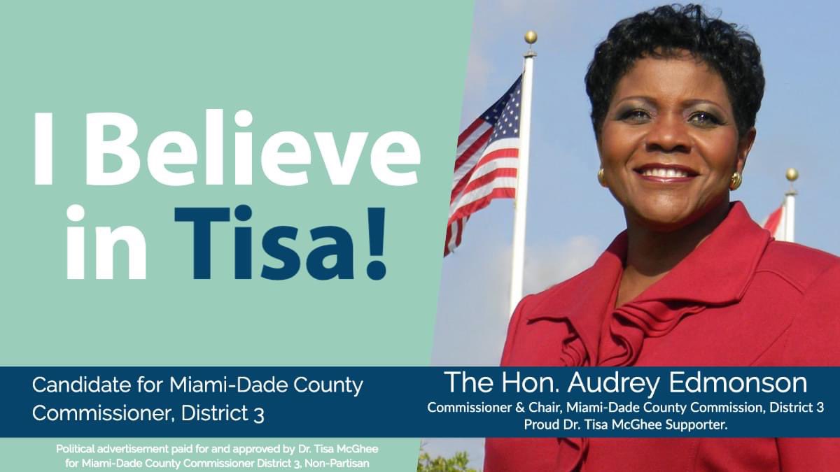 VoteTisaMcGhee's tweet photo. #ThankYou Commissioner Edmonson! Your belief in my vision for a better future means the world to me as it shows your confidence in my ability to make a positive difference in the lives of all #MiamiDade residents.
#BelievingTogether #IBelieveinTisa #District3 #TeamTisa https://t.co/O9tWhHLmQm