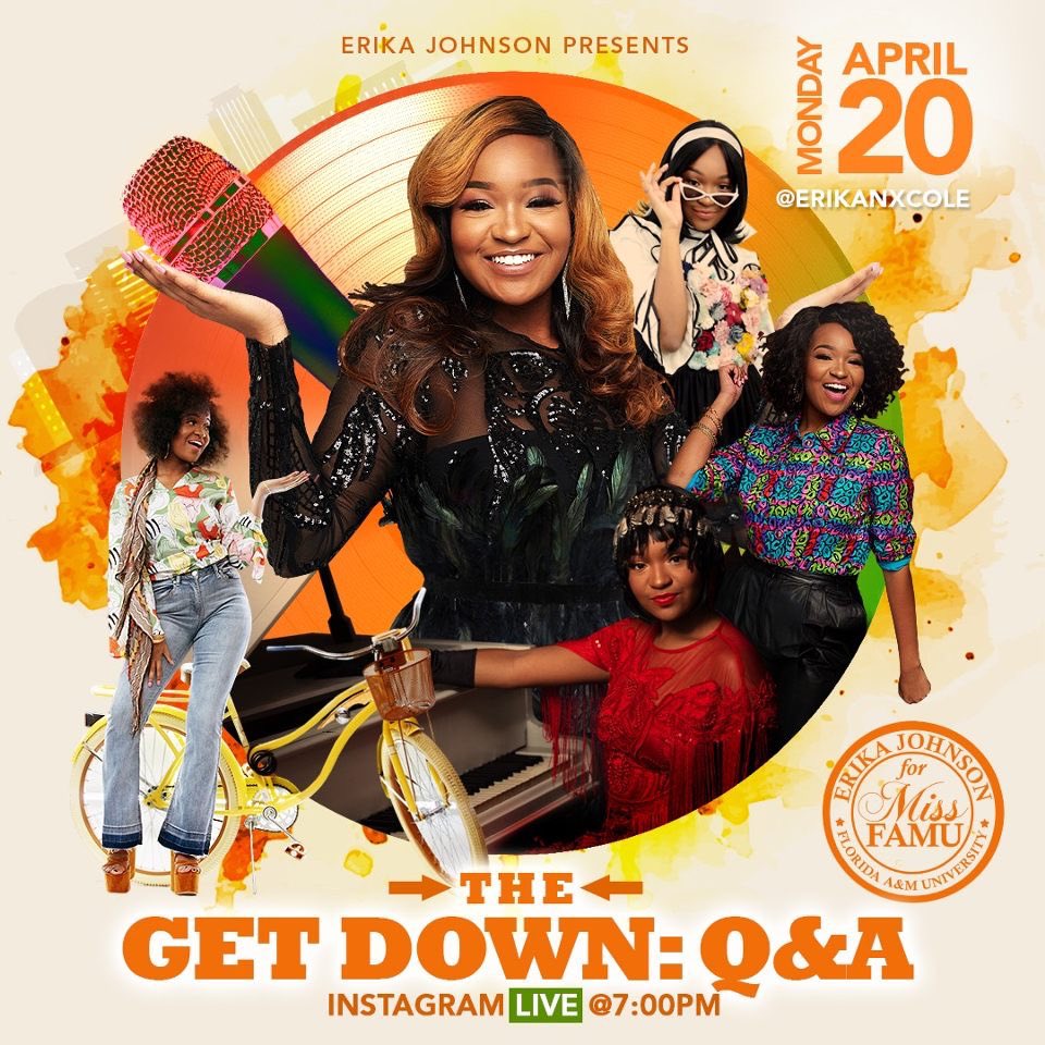cassie_a_t_'s tweet photo. So who IS Erika? Come GET DOWN to business and find out as she answers YOUR questions tonight on Instagram at 7 p.m.!
#ErikaforMissFAMU #FAMUElectionSzn #FAMUEC @erikanxcole @ElectionsFamu #famu20 #famu21 #famu22 #famu23 #famuson #famucopps #famulaw #famuengineering https://t.co/Whjj4n3QAj